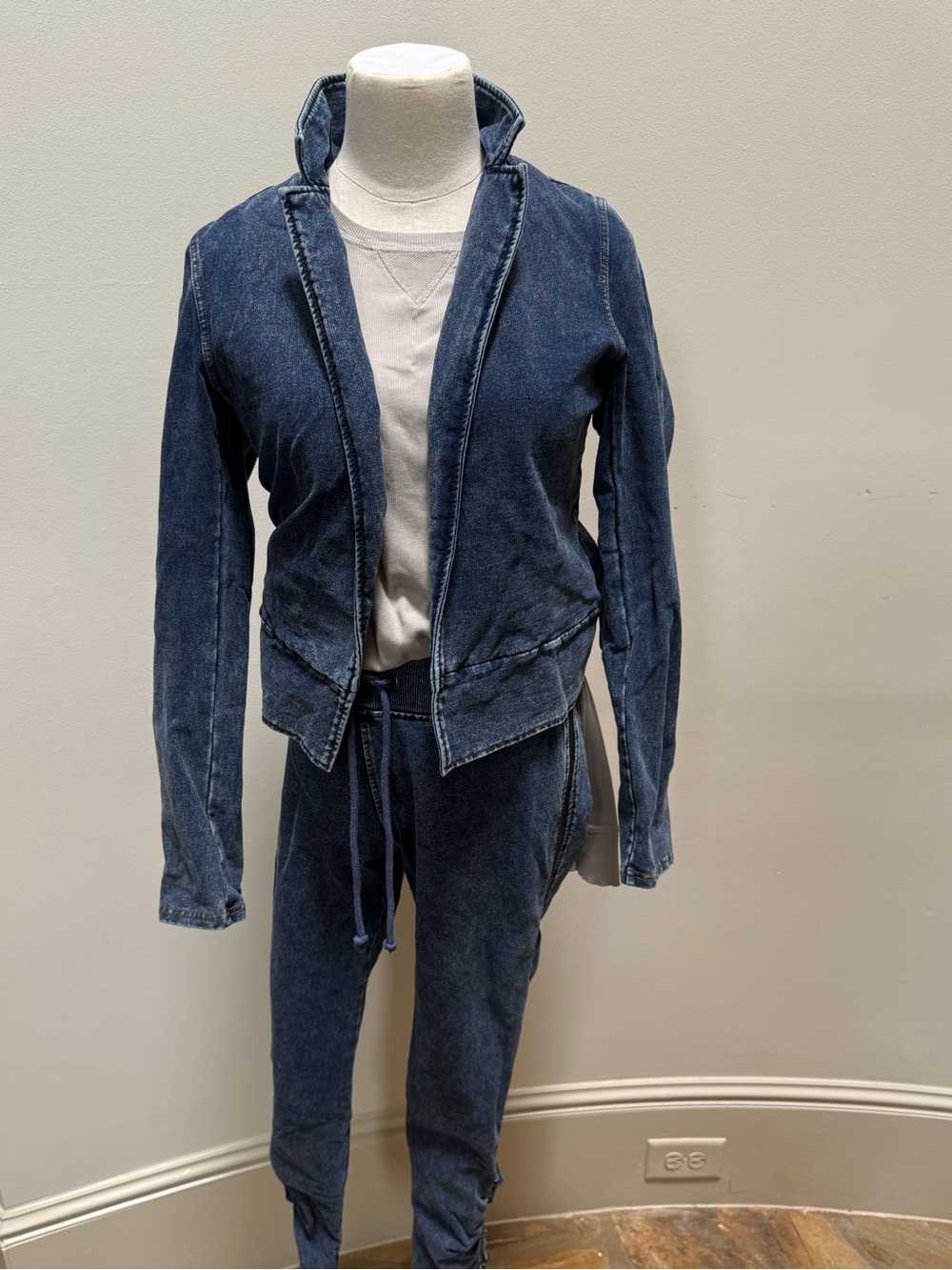 SUNDAYS Denim-Look Blazer & Ruffle Jogger Set